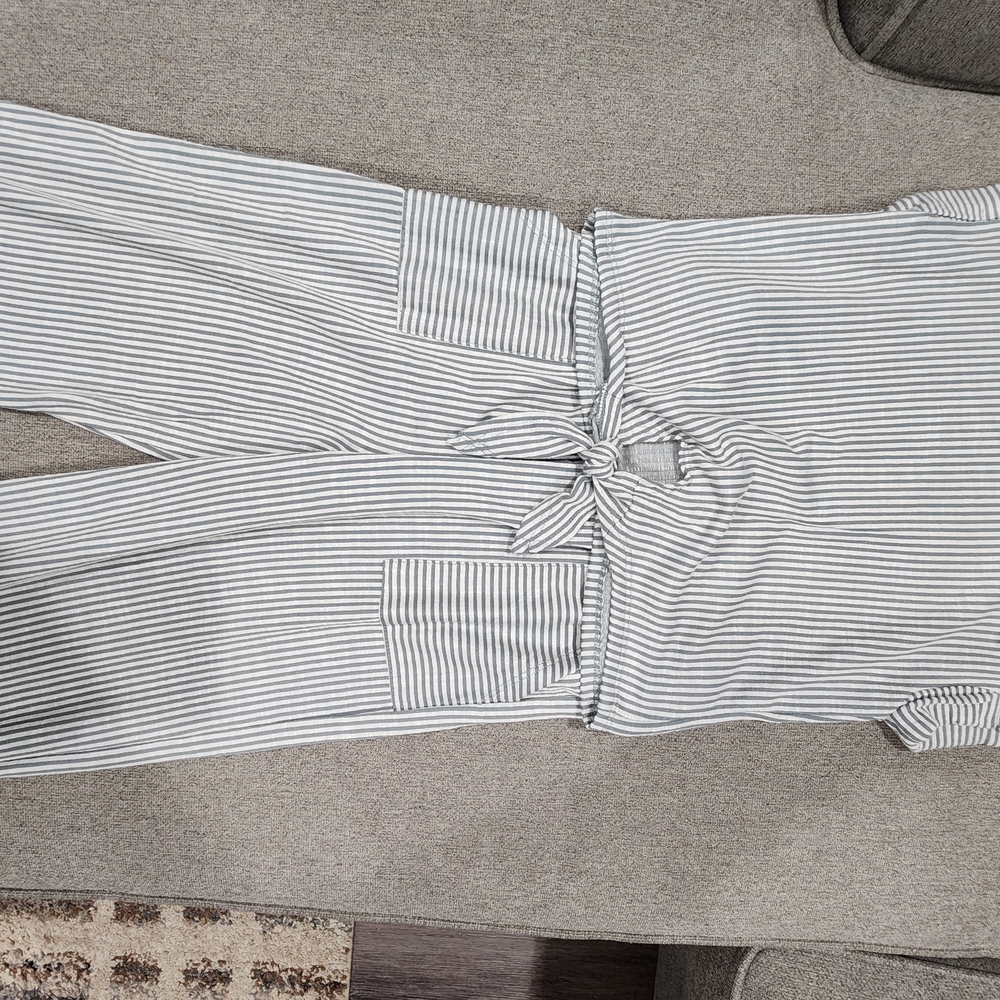 Striped Gray and White Jumpsuit